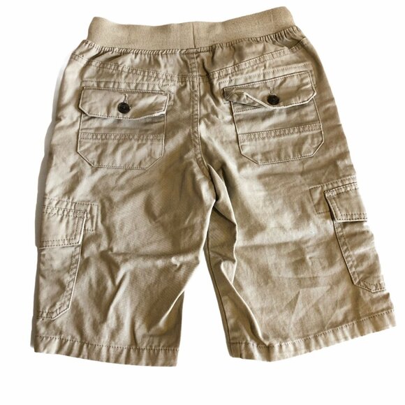 NWT Boys Cargo Shorts Pull On Pockets Bermuda Beige Tan Drawstring XS 4 5 Summer - Picture 8 of 9